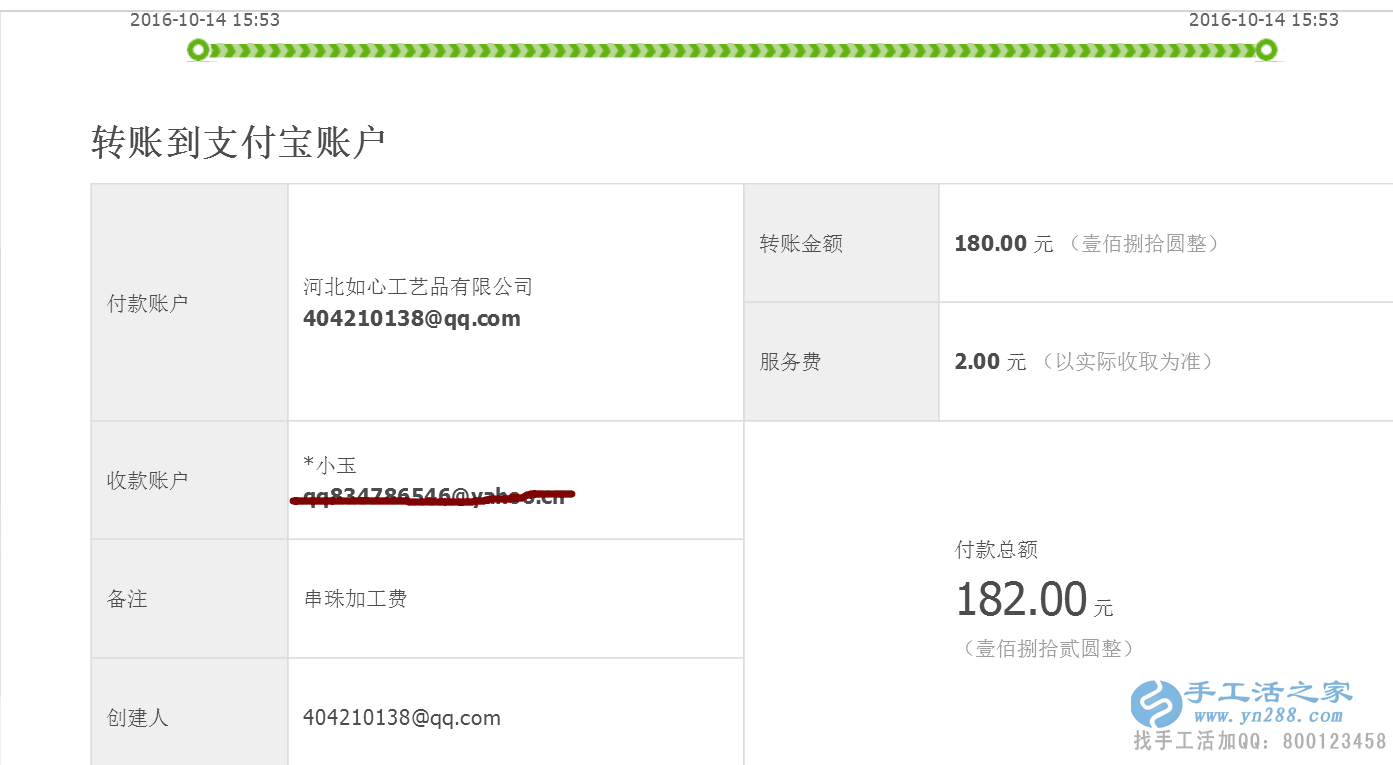 河南林州郭女士收到加工費(fèi)180元，女性兼職創(chuàng)業(yè)好項(xiàng)目
