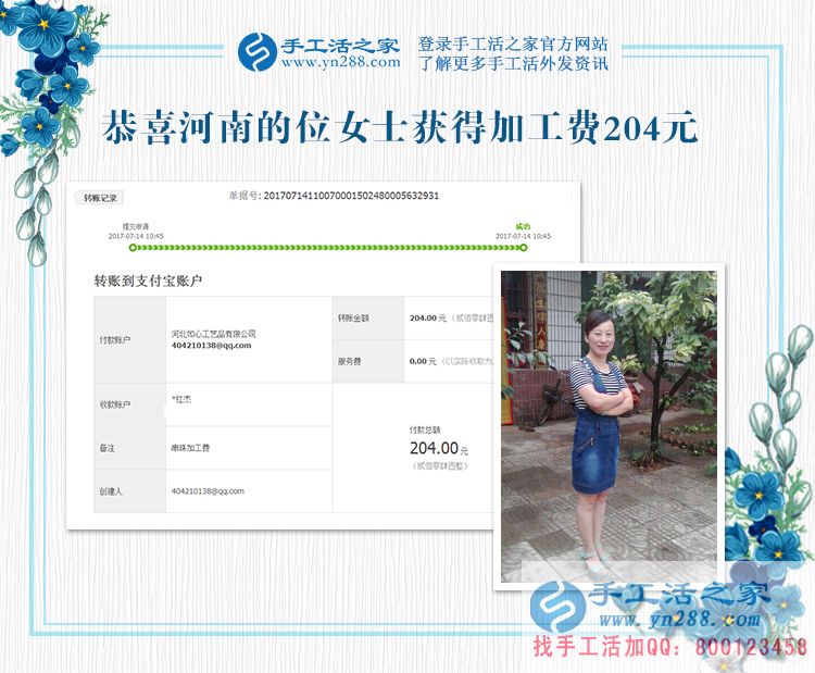 無怨無悔的付出，河南家庭主婦位女士的兼職手工賺錢貼補家用(圖1)