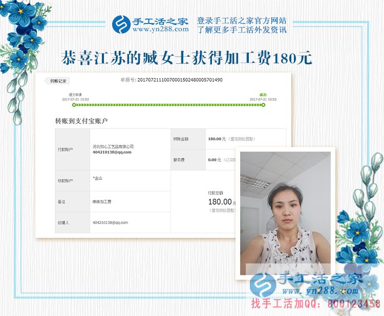 在朋友的介紹下，江蘇臧女士工作之外做手工活兼職賺錢(圖1)