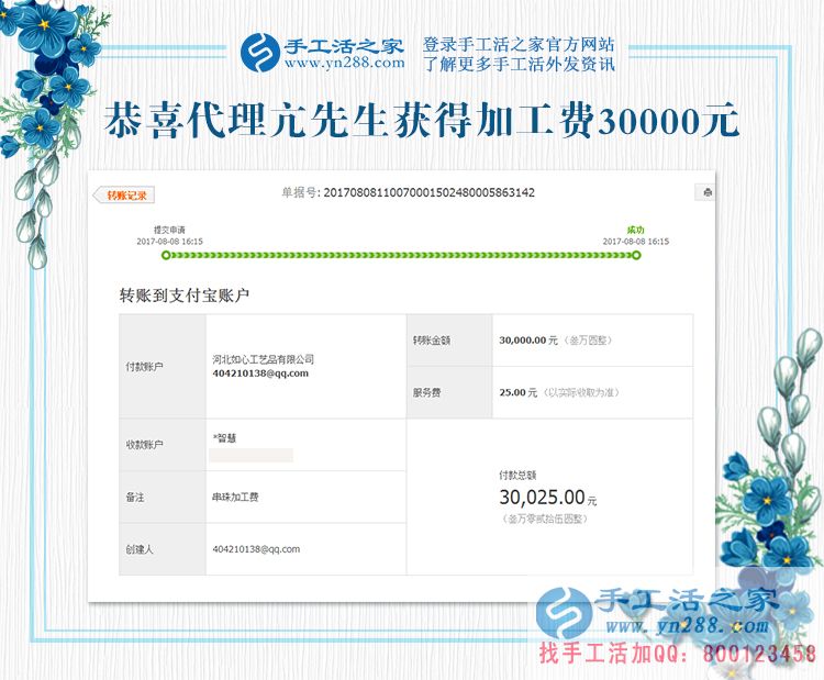 縣級(jí)代理亢先生又來交貨了，這次結(jié)算加工費(fèi)30000元，又創(chuàng)新高(圖1)