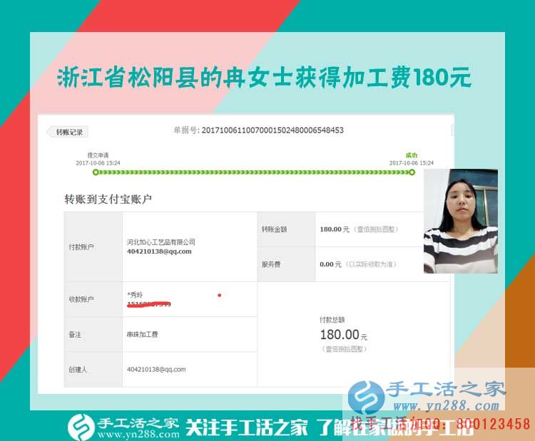 做手工活賺錢太幸福了，浙江松陽冉女士在家做手工活之家的串珠繡珠繡畫加工(圖1)