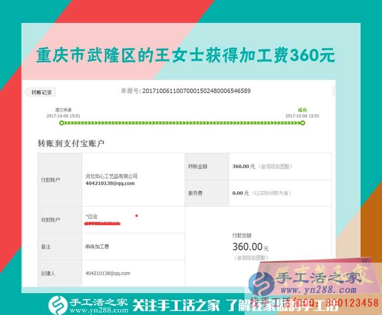 穩(wěn)賺不賠的好生意，重慶王女士在家做手工活又賺了一個(gè)360元(圖1)