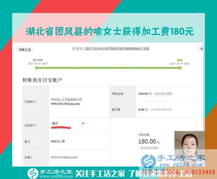 小護(hù)士休息時(shí)間長，湖北團(tuán)風(fēng)縣喻女士在家做珠繡手工活兼職賺錢(圖1)