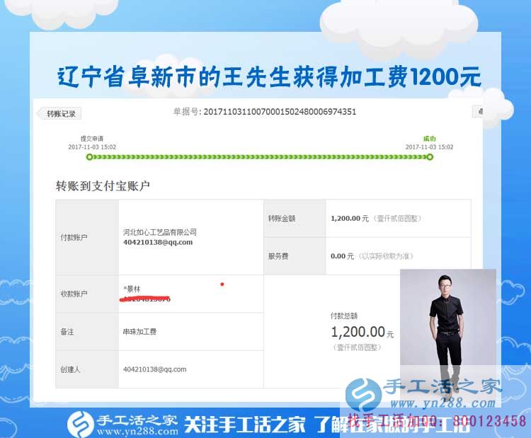 1200元，只是加工團(tuán)隊(duì)不斷加大后，遼寧阜新王先生每次加工費(fèi)結(jié)算的一部分(圖1)