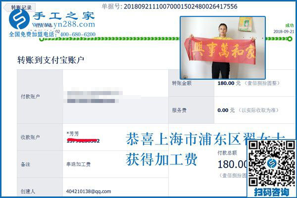 上海的翟女士，旅游得來的手工活加工項目做的怎么樣了？