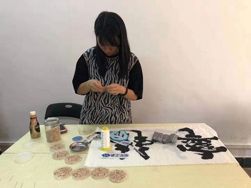 勵(lì)志珠珠繡串珠外發(fā)手工活在廣東！------記手工之家代理加工會(huì)員與當(dāng)?shù)卣餐M織聽(tīng)障人士學(xué)習(xí)串珠手工技能