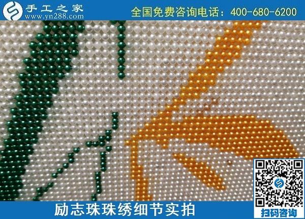 6月19日，把手工活拿回家做，有手工活代理加工項(xiàng)目的手工之家是什么實(shí)力？勵志珠珠繡成品細(xì)節(jié)實(shí)拍